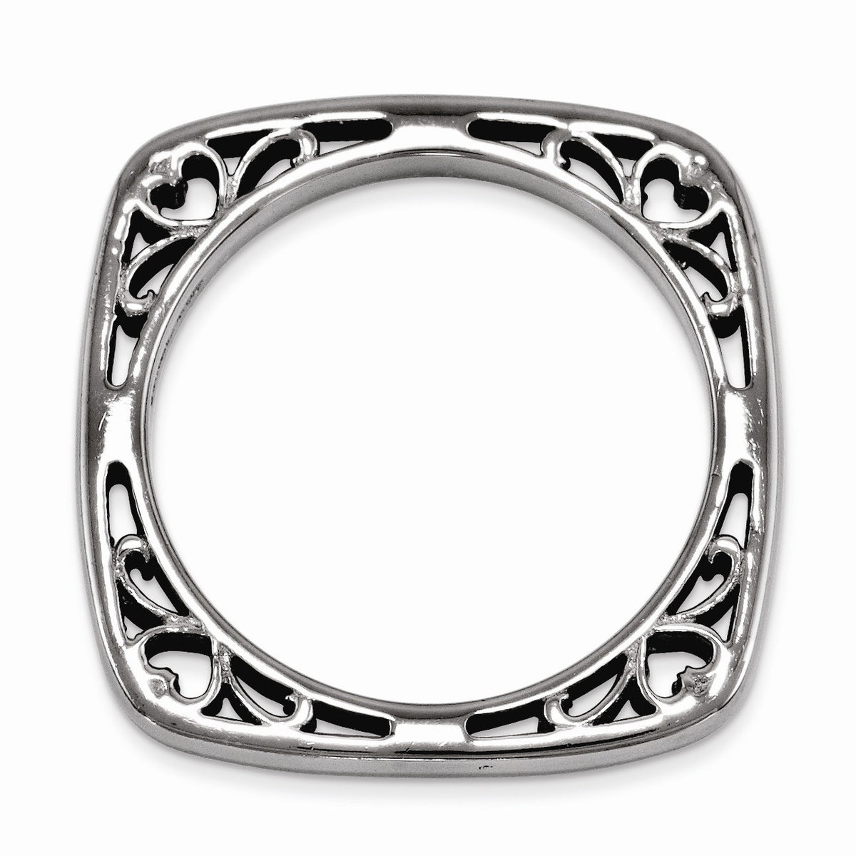 Alternate view of the 2.25mm Stackable Black Plated Silver Square Side Scroll Band by The Black Bow Jewelry Co.