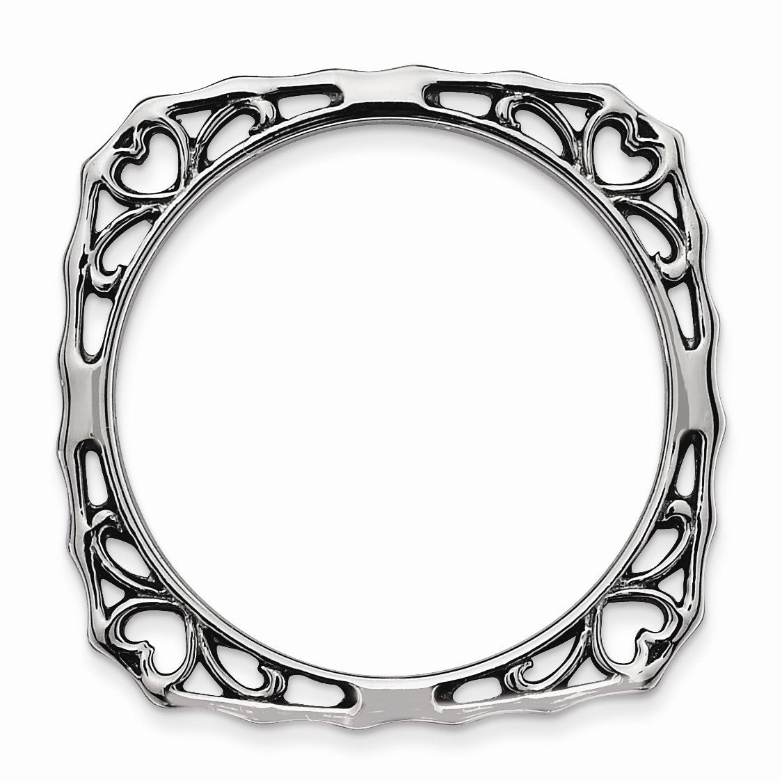 Alternate view of the 2.25mm Stackable Black Plated Silver Square Concave and Scroll Band by The Black Bow Jewelry Co.