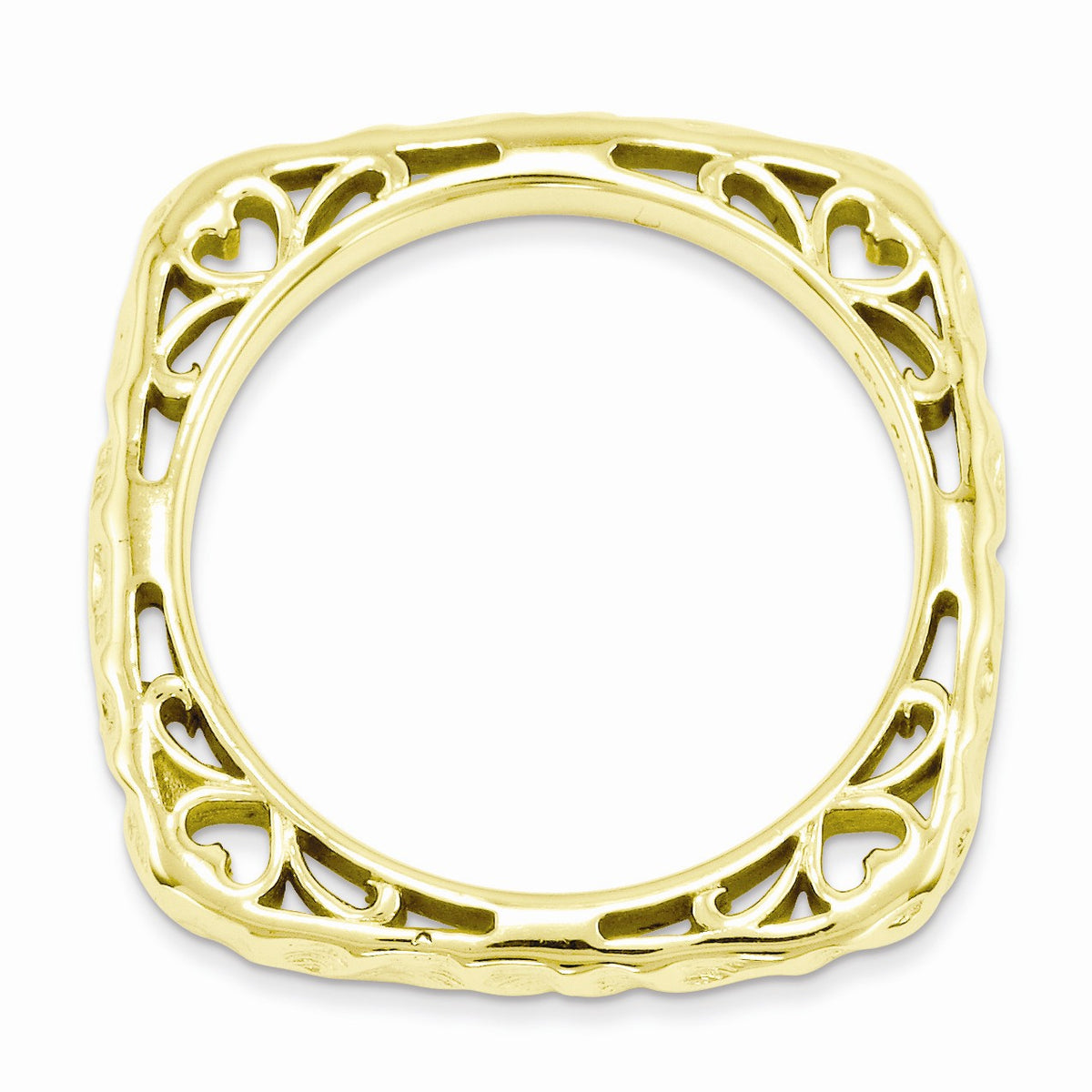 Alternate view of the 2.25mm Stackable 14K Gold Plated Silver Square Hammered Band by The Black Bow Jewelry Co.