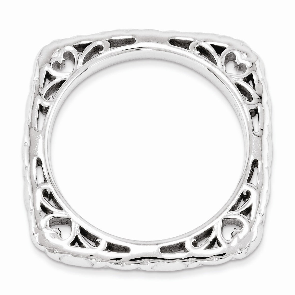 Alternate view of the 2.25mm Stackable Sterling Silver Square Heart Band by The Black Bow Jewelry Co.