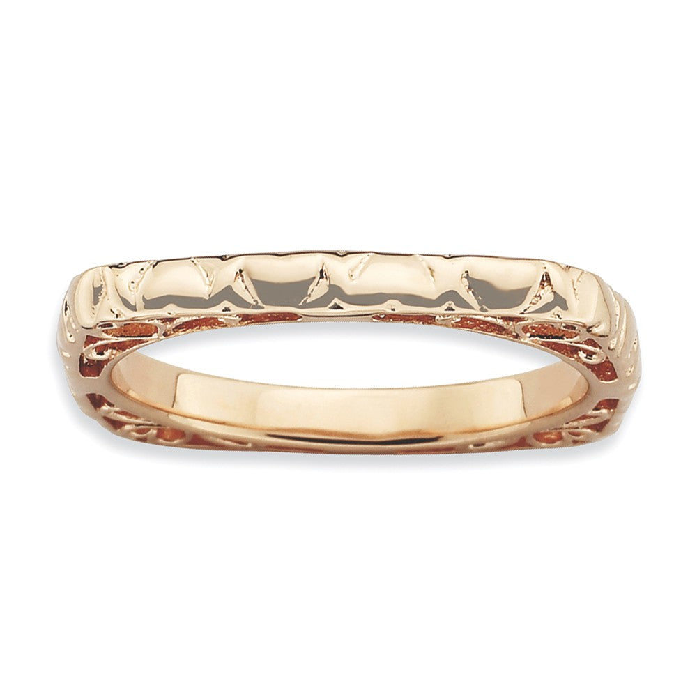 2.25mm Stackable 14K Rose Gold Plated Silver Square Heart Band, Item R9199 by The Black Bow Jewelry Co.
