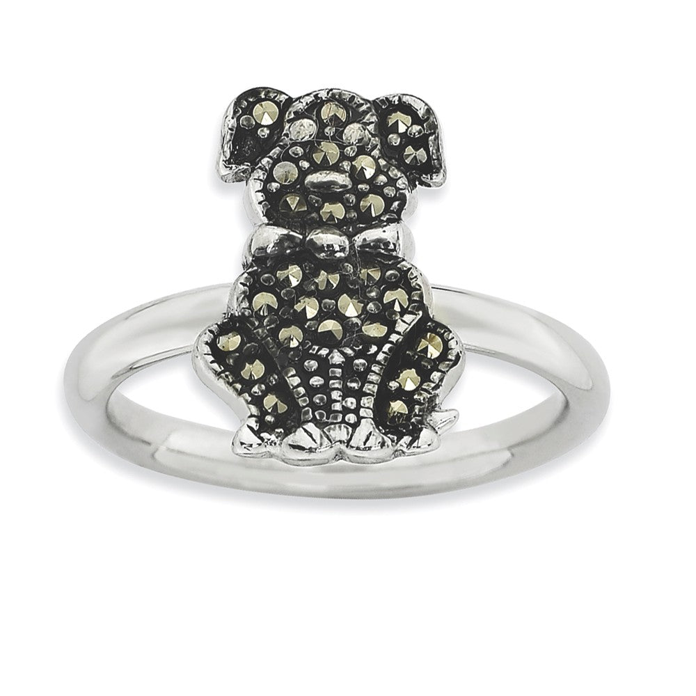 2.25mm Sterling Silver Stackable Marcasite Dog Ring, Item R9211 by The Black Bow Jewelry Co.