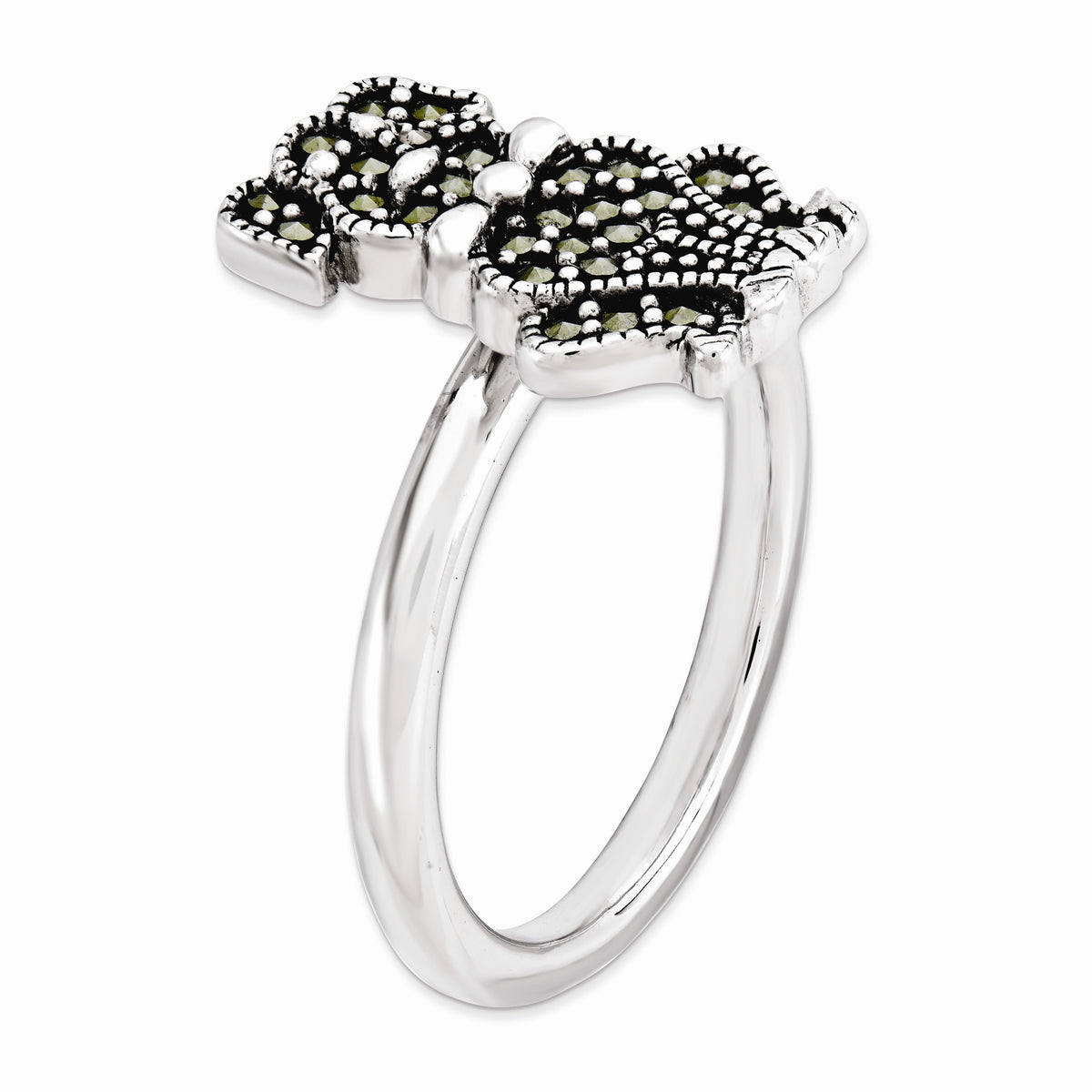Alternate view of the 2.25mm Sterling Silver Stackable Marcasite Dog Ring by The Black Bow Jewelry Co.