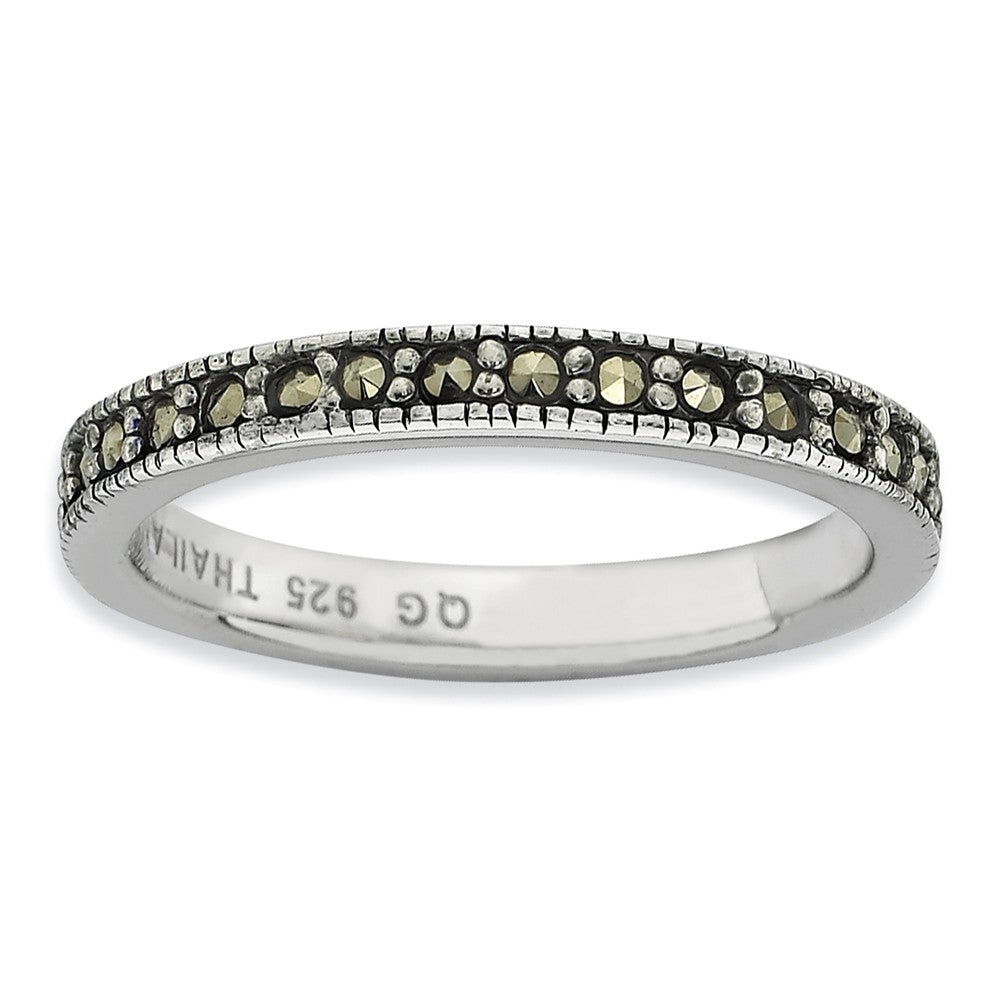 3mm Stackable Sterling Silver Marcasite Band, Item R9212 by The Black Bow Jewelry Co.