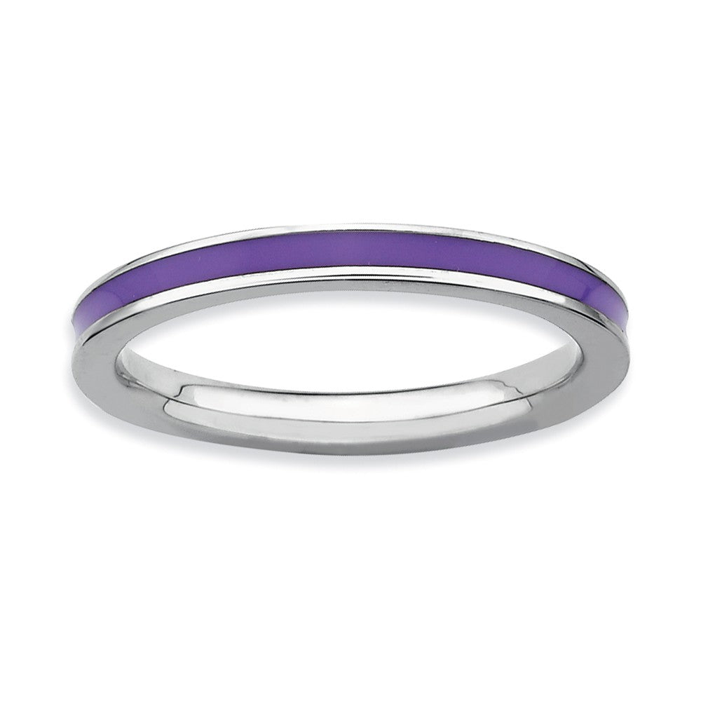 2.25mm Sterling Silver Stackable Purple Enameled Band, Item R9240 by The Black Bow Jewelry Co.