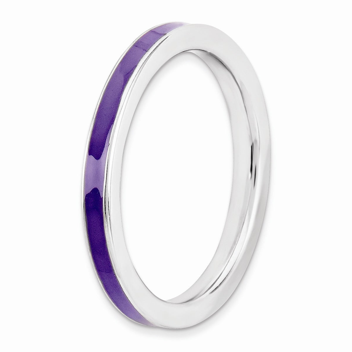 Alternate view of the 2.25mm Sterling Silver Stackable Purple Enameled Band by The Black Bow Jewelry Co.