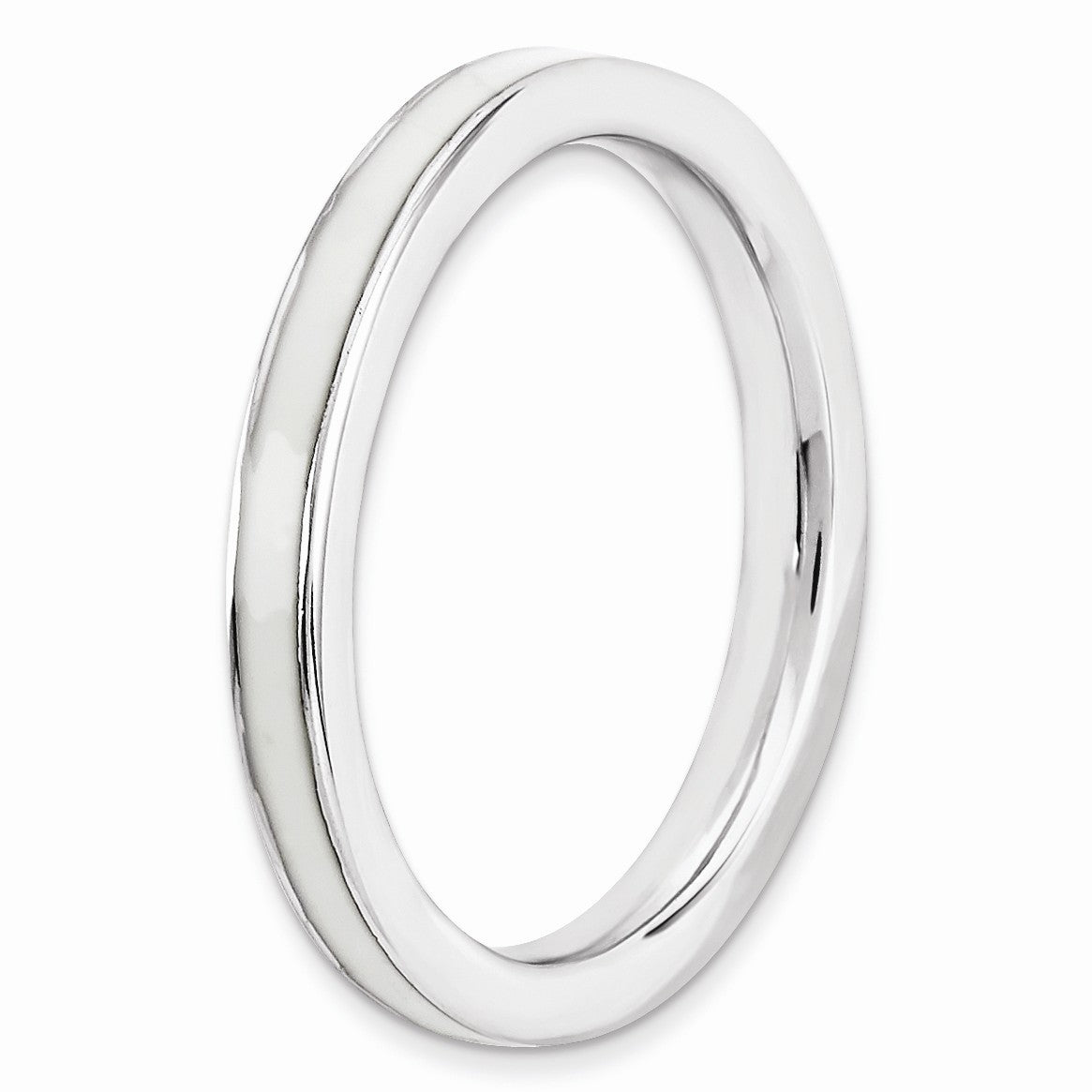 Alternate view of the 2.25mm Sterling Silver Stackable White Enameled Band by The Black Bow Jewelry Co.