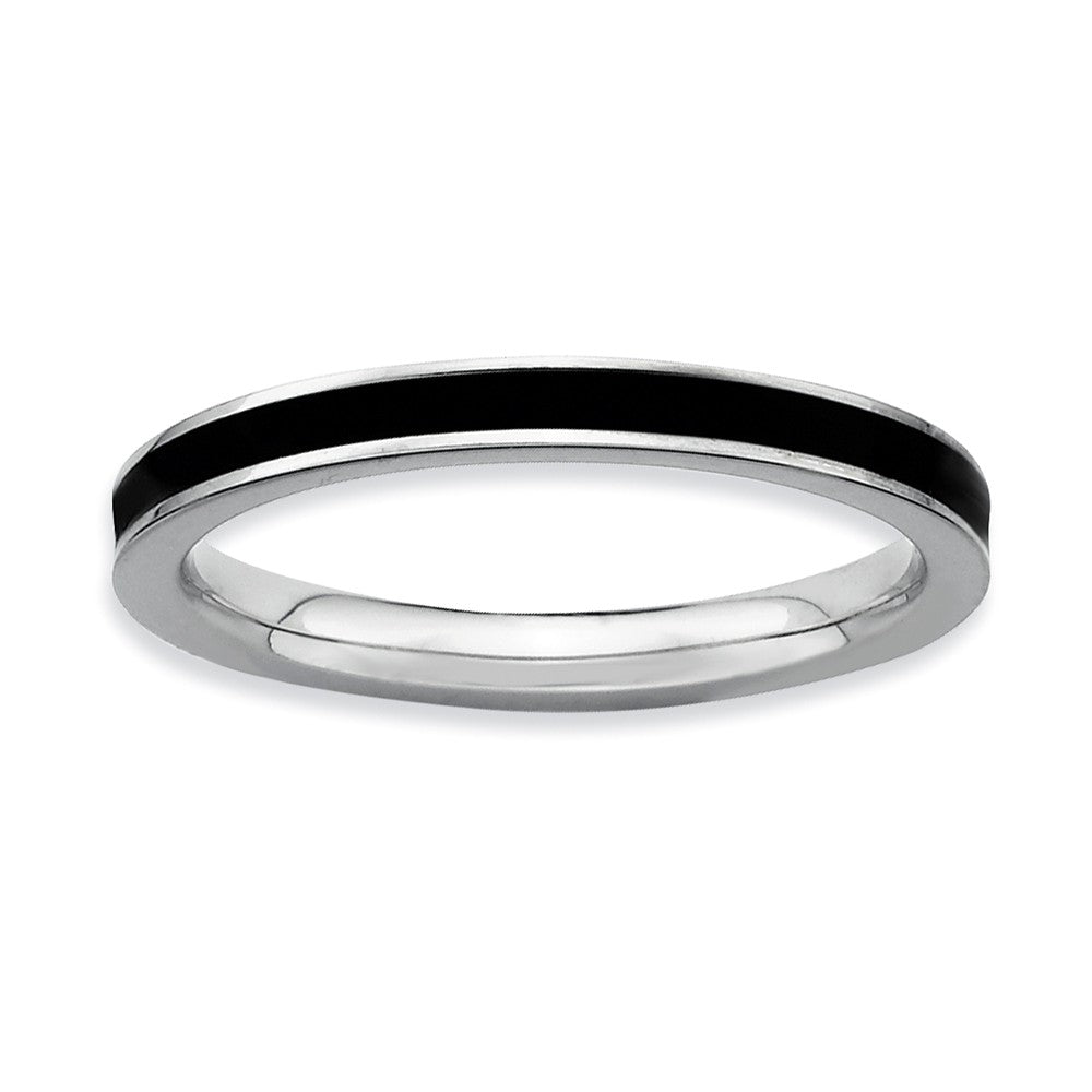 2.25mm Sterling Silver Stackable Black Enameled Band, Item R9244 by The Black Bow Jewelry Co.