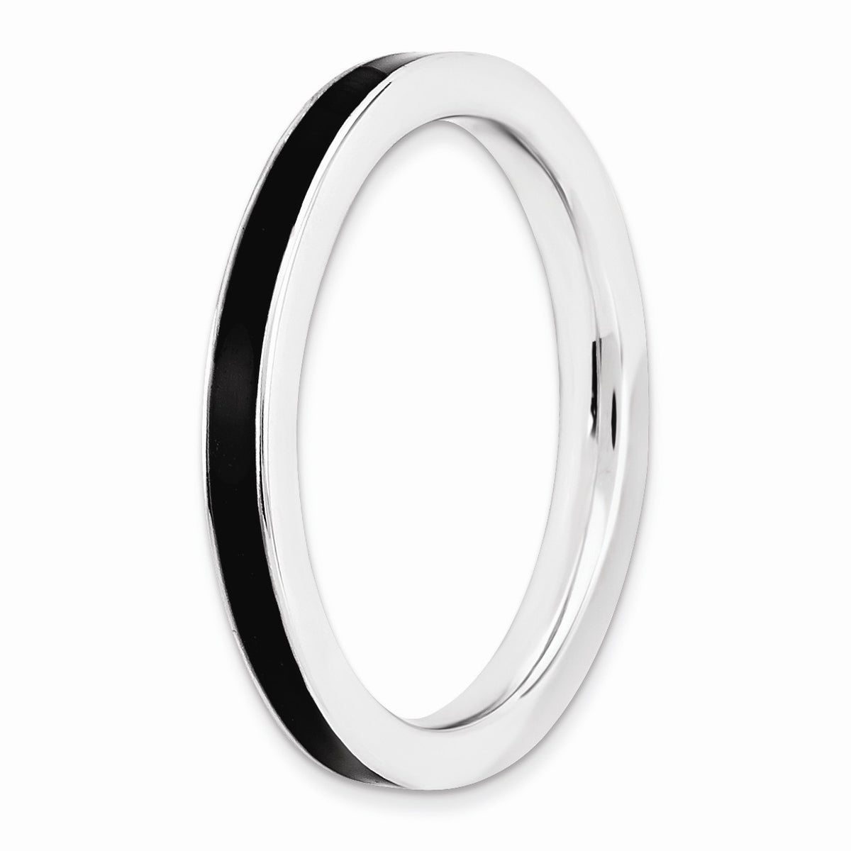 Alternate view of the 2.25mm Sterling Silver Stackable Black Enameled Band by The Black Bow Jewelry Co.