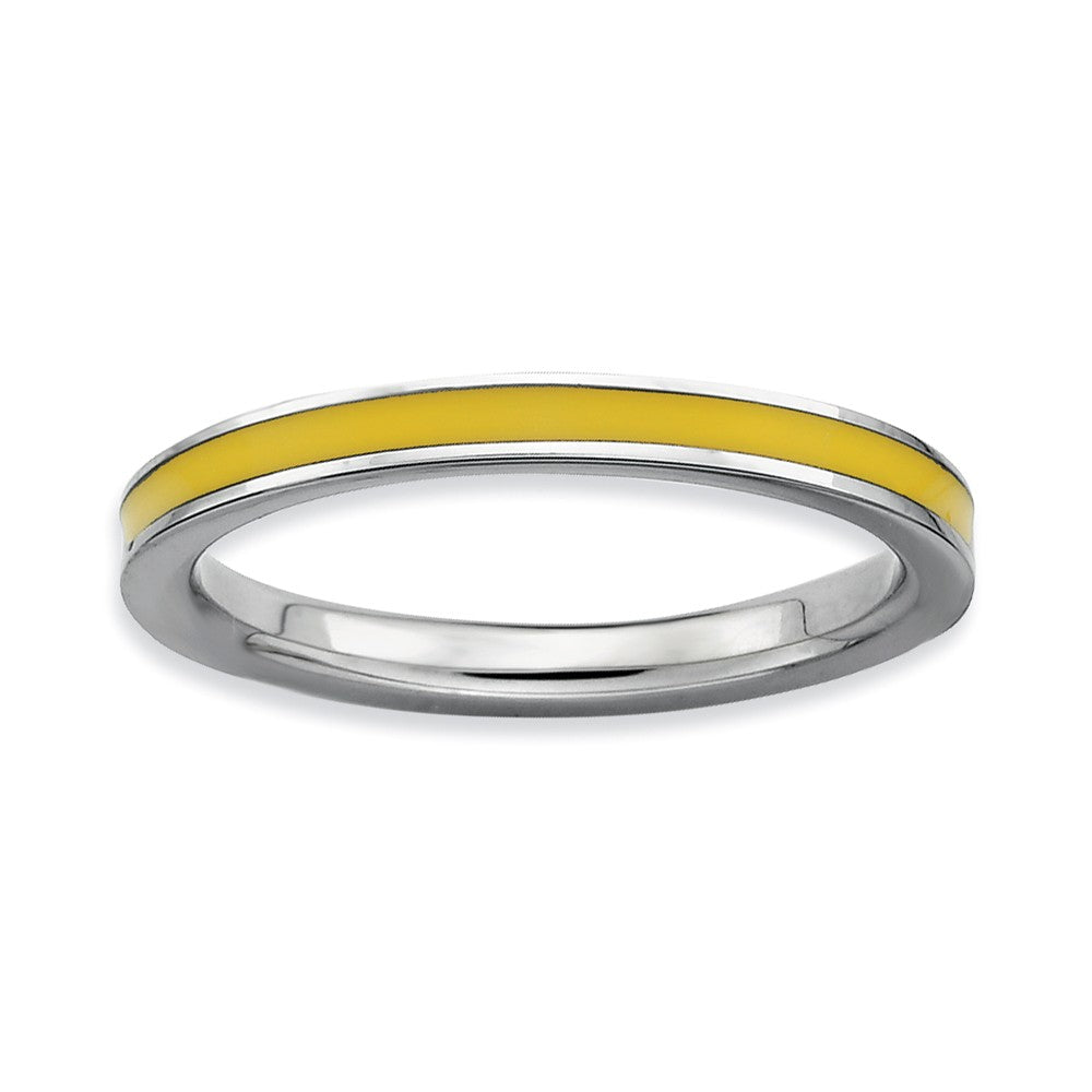 2.25mm Sterling Silver Stackable Yellow Enameled Band, Item R9246 by The Black Bow Jewelry Co.