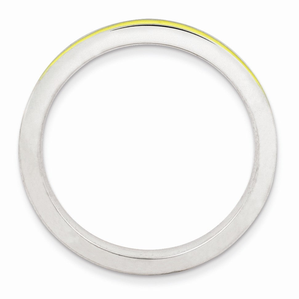 Alternate view of the 2.25mm Sterling Silver Stackable Yellow Enameled Band by The Black Bow Jewelry Co.