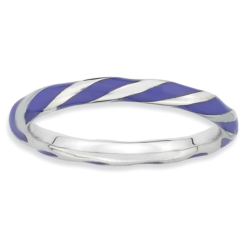 2.4mm Silver Twisted Purple Enameled Stackable Band, Item R9260 by The Black Bow Jewelry Co.