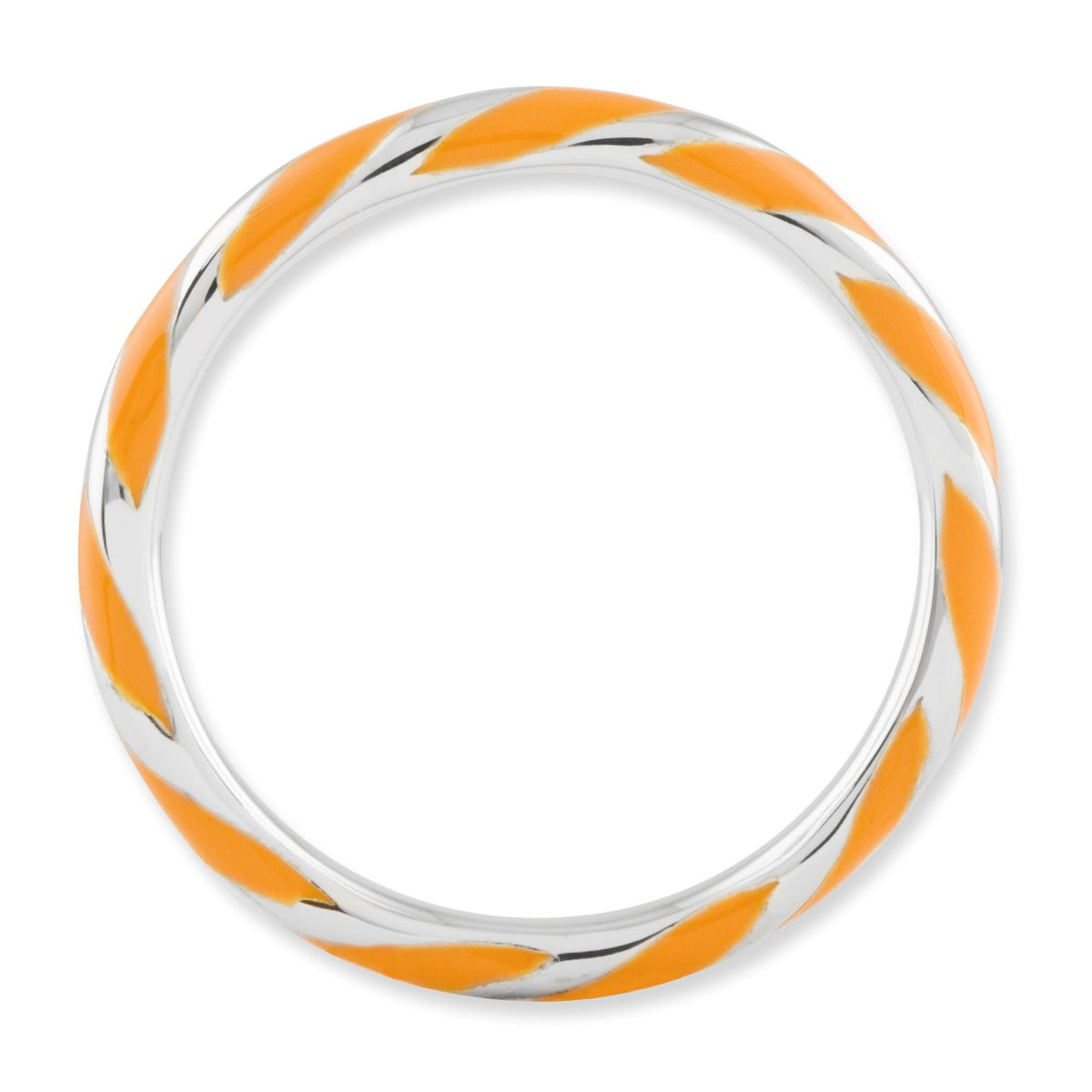 Alternate view of the 2.4mm Silver Twisted Orange Enameled Stackable Band by The Black Bow Jewelry Co.