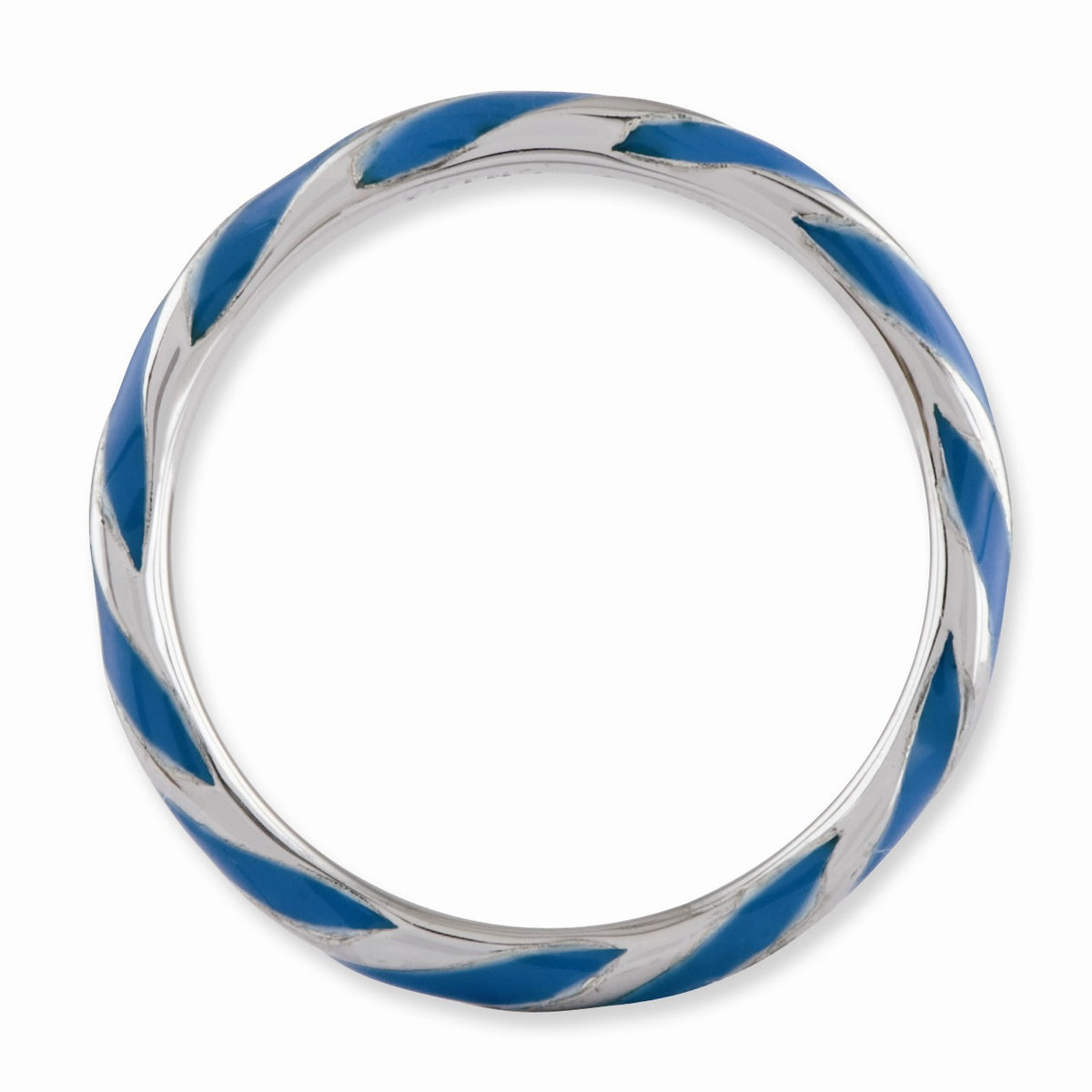 Alternate view of the 2.4mm Silver Twisted Blue Enameled Stackable Band by The Black Bow Jewelry Co.