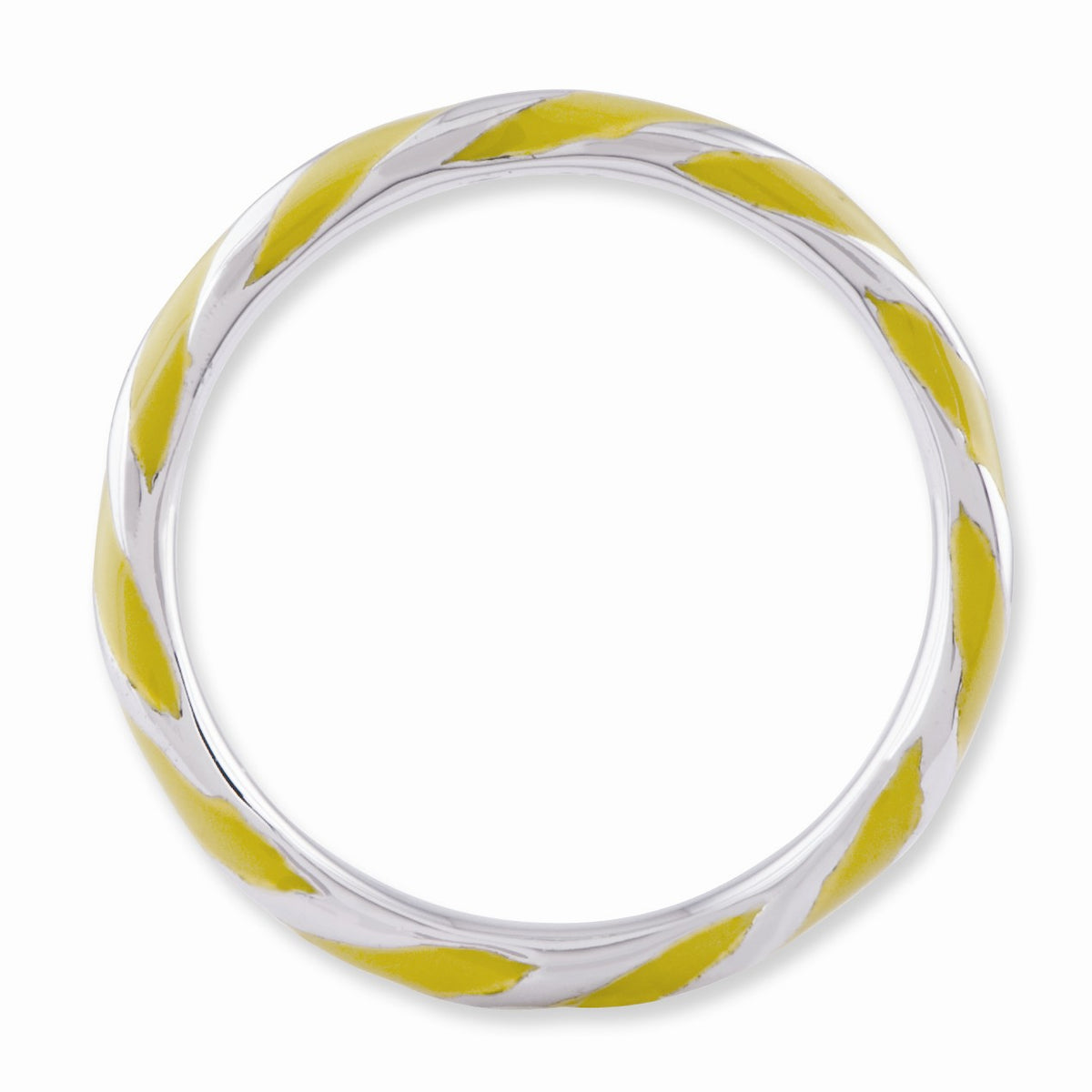 Alternate view of the 2.4mm Silver Twisted Yellow Enameled Stackable Band by The Black Bow Jewelry Co.