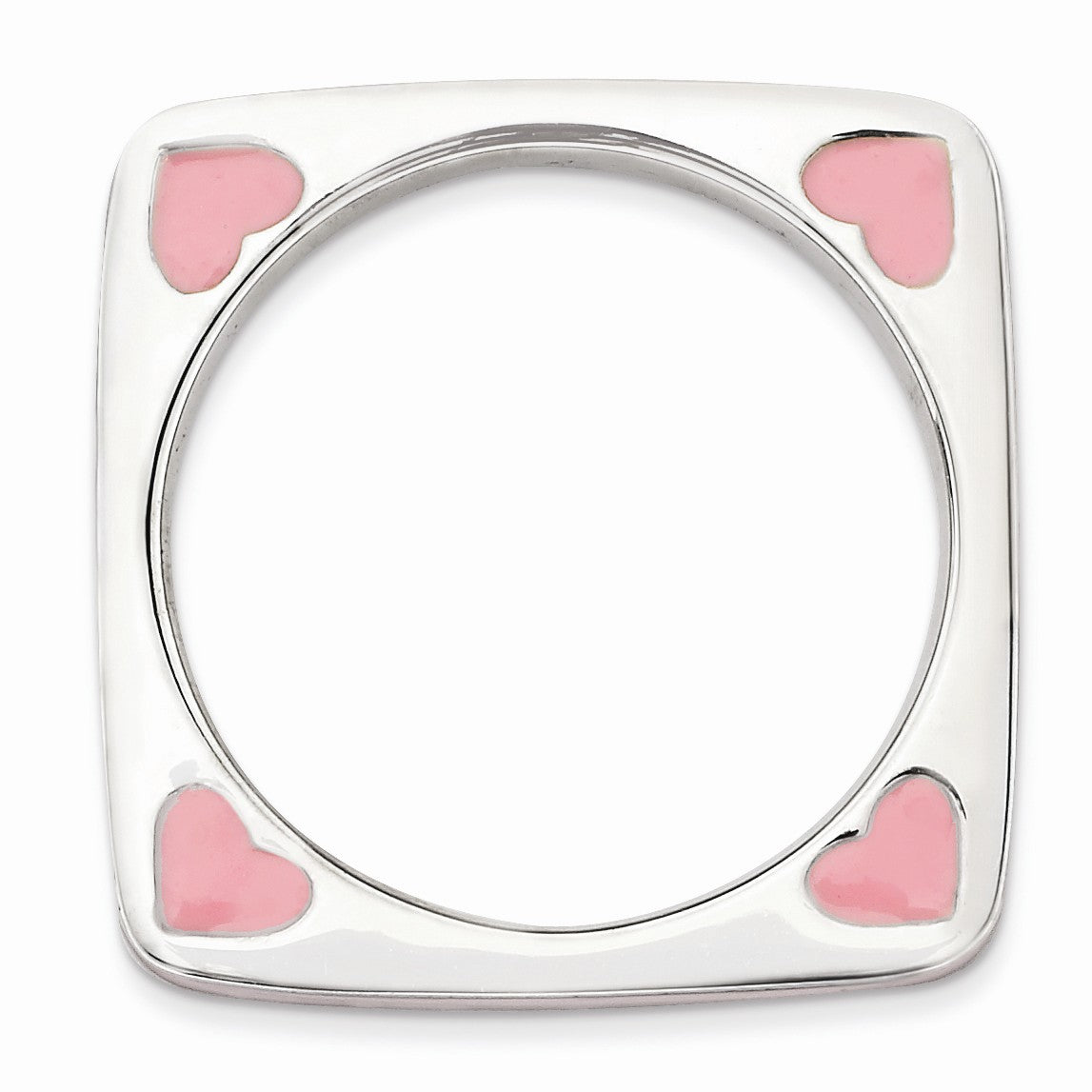 Alternate view of the 3.25mm Silver and Pink Enamel Stackable Square Band by The Black Bow Jewelry Co.