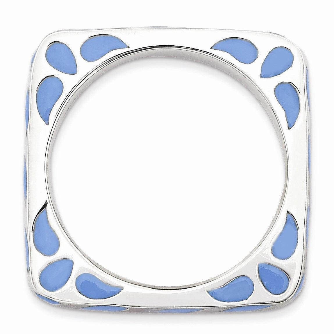 Alternate view of the 3.25mm Silver and Blue Enamel Stackable Square Band by The Black Bow Jewelry Co.