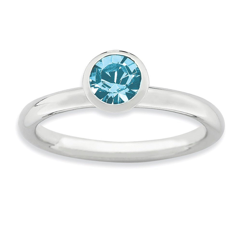 5mm Faceted Light Blue Crystal Sterling Silver Stackable Ring, Item R9278 by The Black Bow Jewelry Co.