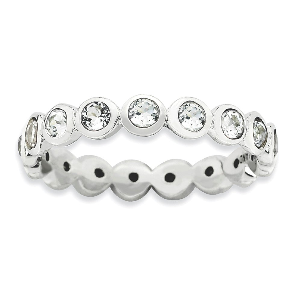 3.5mm Sterling Silver with Crystals Stackable Band, Item R9283 by The Black Bow Jewelry Co.