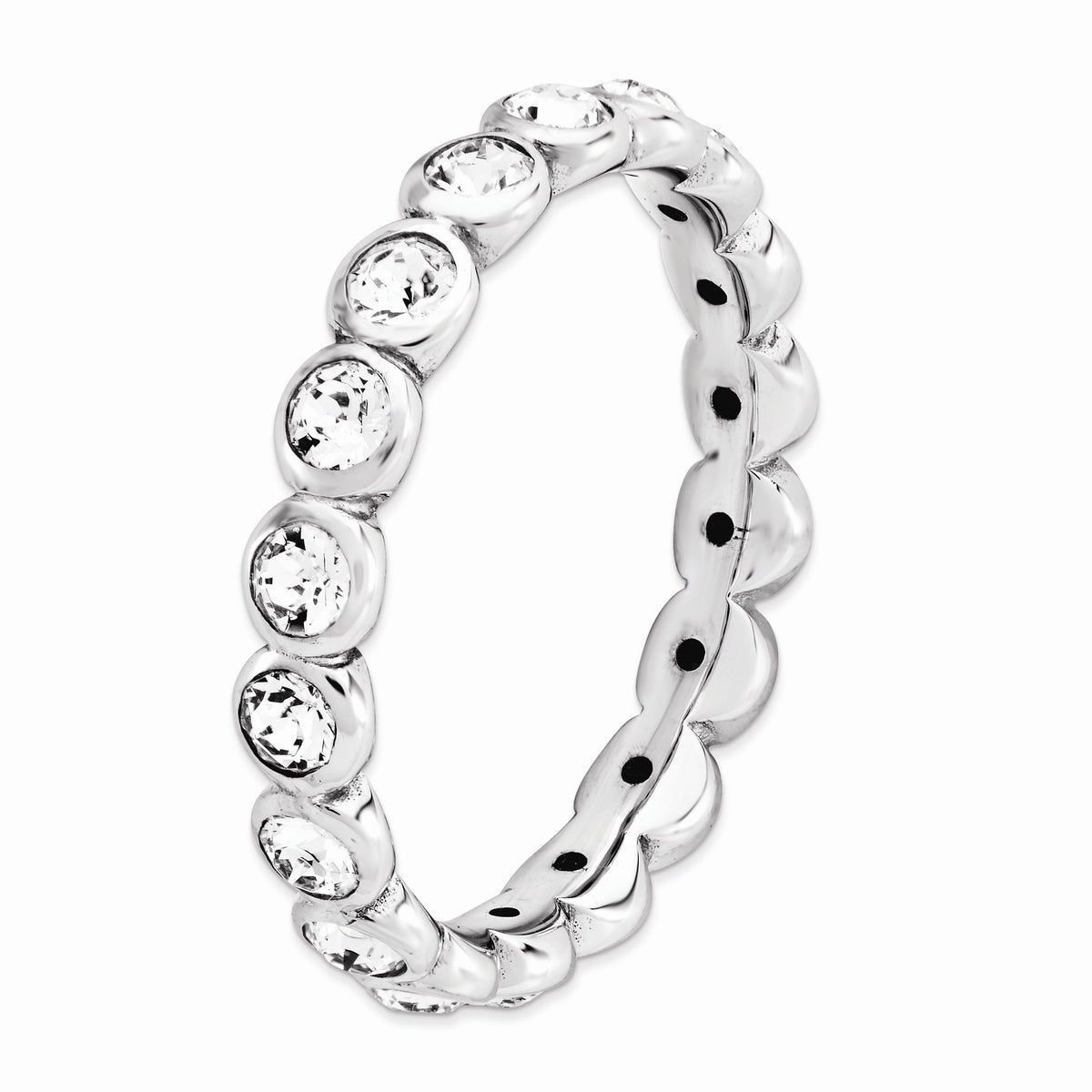 Alternate view of the 3.5mm Sterling Silver with Crystals Stackable Band by The Black Bow Jewelry Co.