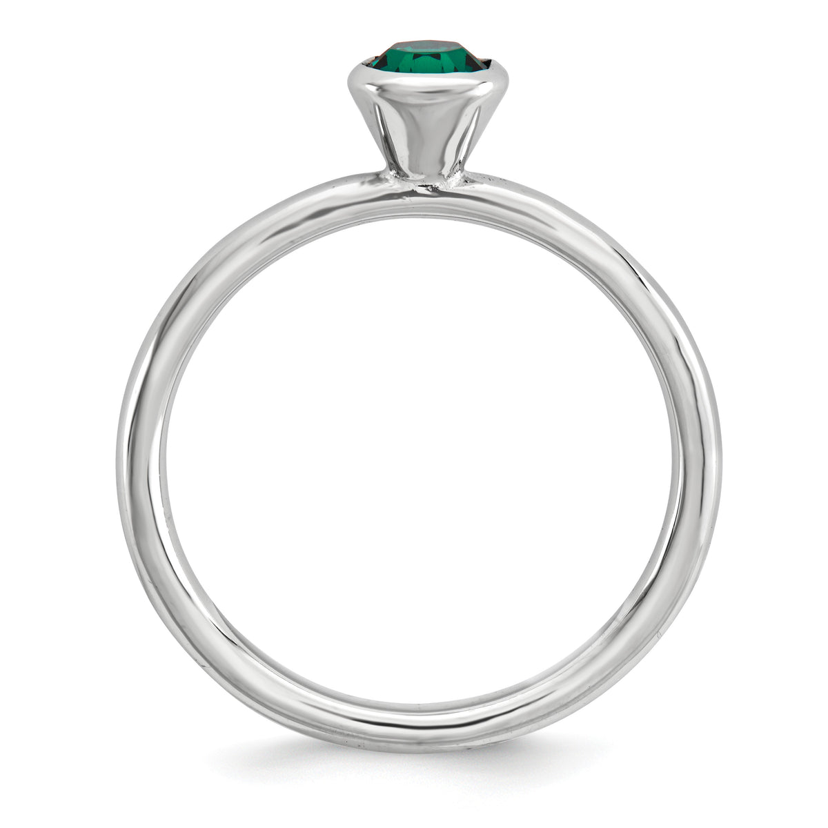 Alternate view of the Sterling Silver w/5mm Green Crystals High Profile Stack Ring by The Black Bow Jewelry Co.