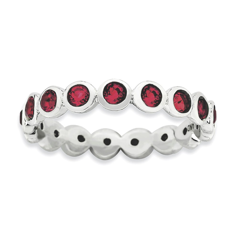 Red Crystal Sterling Silver Stackable Band, Item R9292 by The Black Bow Jewelry Co.