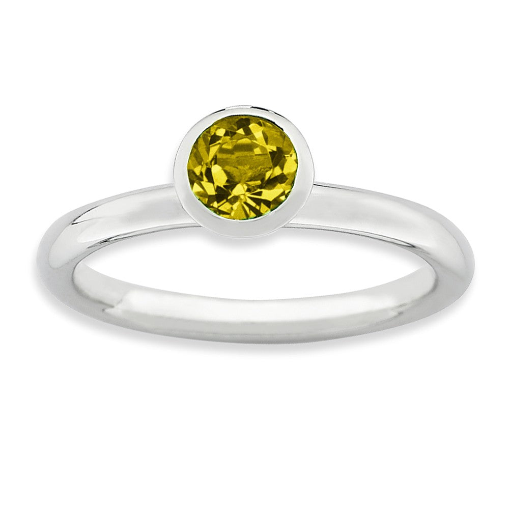 5mm High Profile Sterling Silver with Yellow Crystals Stack Ring, Item R9302 by The Black Bow Jewelry Co.