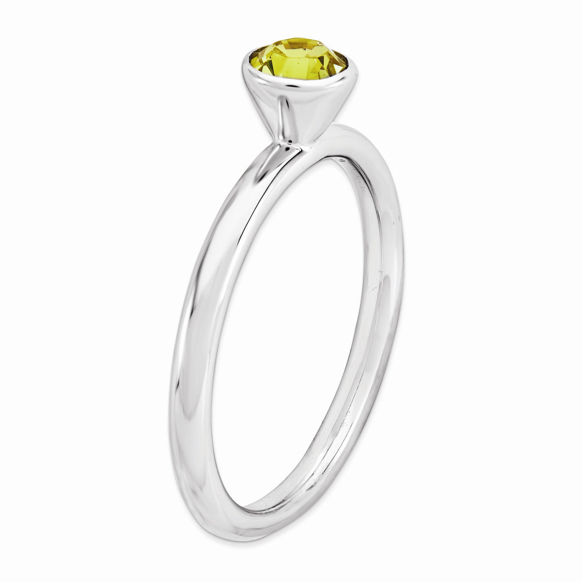 Alternate view of the 5mm High Profile Sterling Silver with Yellow Crystals Stack Ring by The Black Bow Jewelry Co.