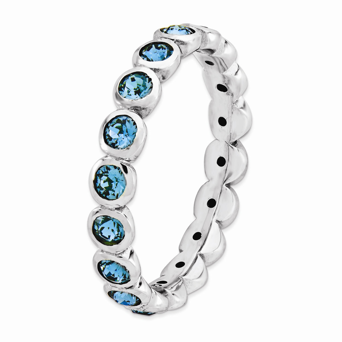 Alternate view of the 3.5mm Sterling Silver with Blue Crystals Stackable Band by The Black Bow Jewelry Co.