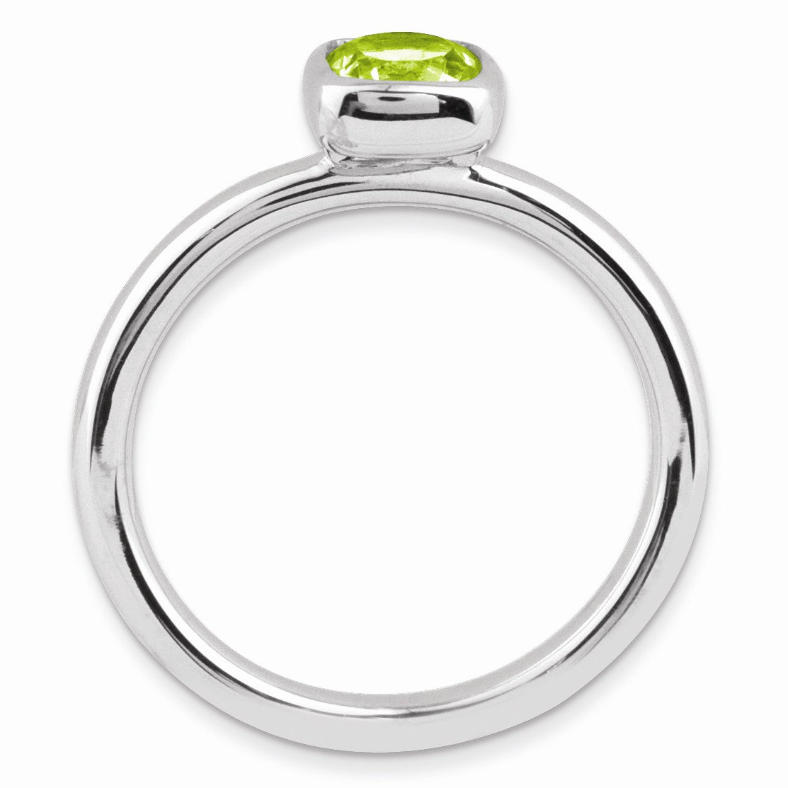 Alternate view of the Silver Stackable Cushion Cut Peridot Solitaire Ring by The Black Bow Jewelry Co.
