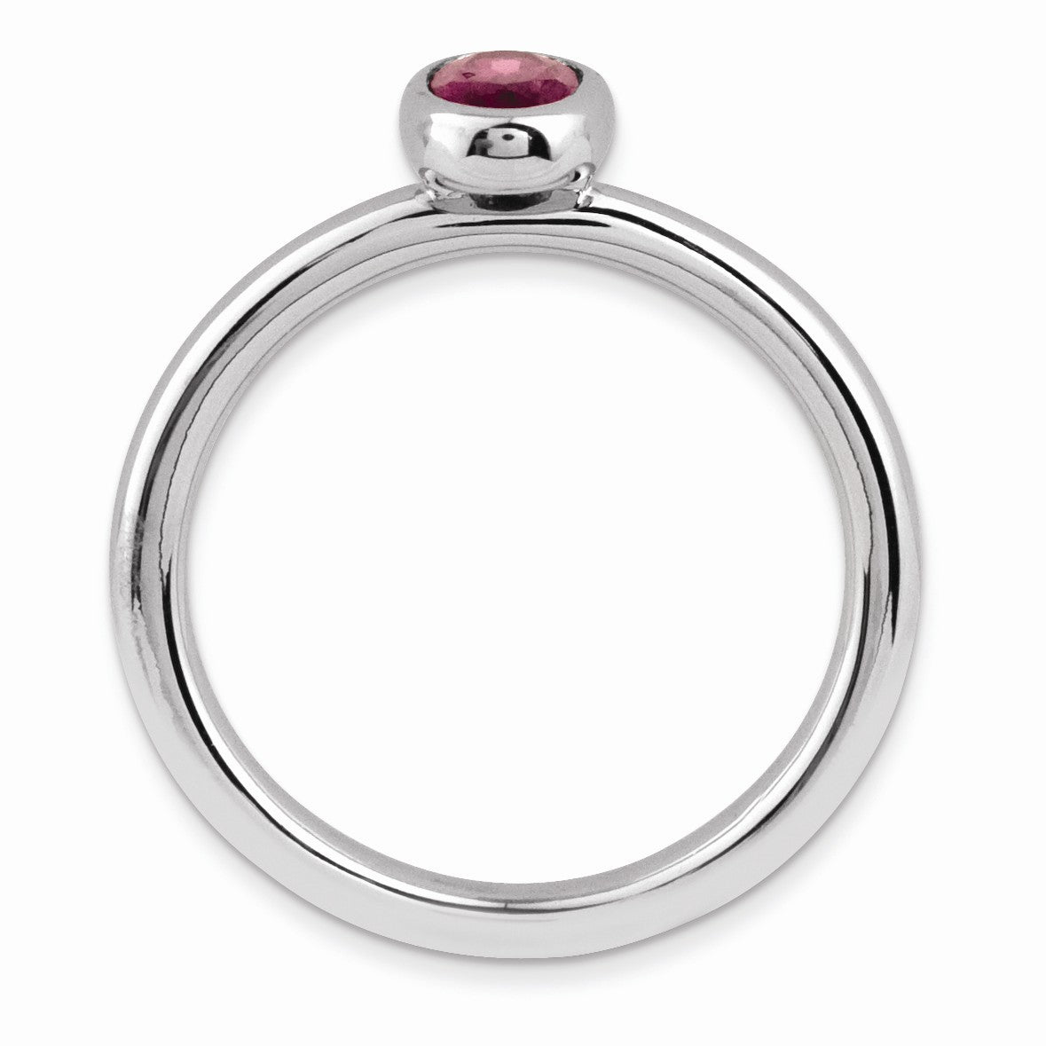 Alternate view of the Silver Stackable Oval Rhodolite Garnet Solitaire Ring by The Black Bow Jewelry Co.