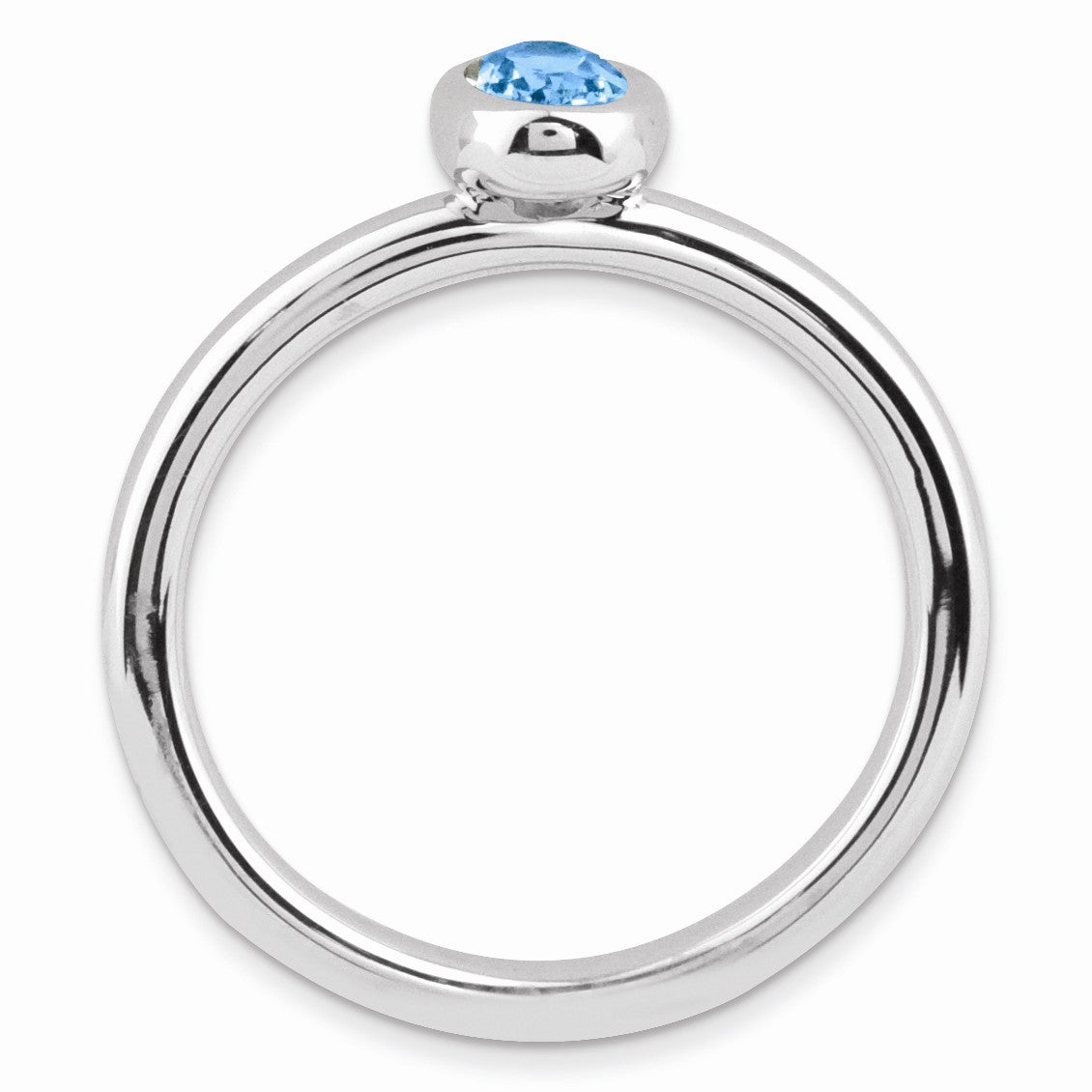 Alternate view of the Sterling Silver Stackable Oval Blue Topaz Solitaire Ring by The Black Bow Jewelry Co.
