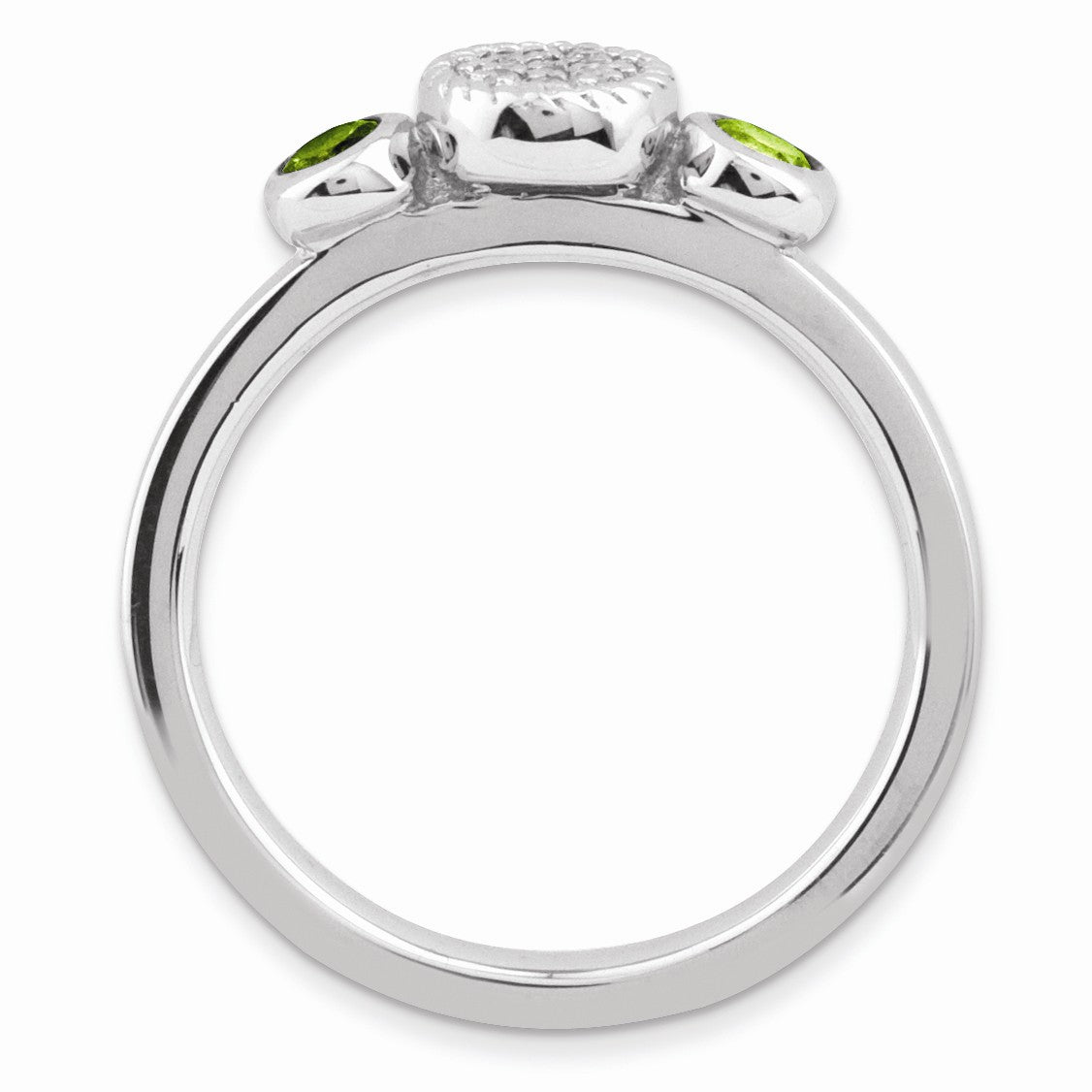 Alternate view of the Sterling Silver Stackable Peridot and .05 Ctw HI/I3 Diamond Ring by The Black Bow Jewelry Co.