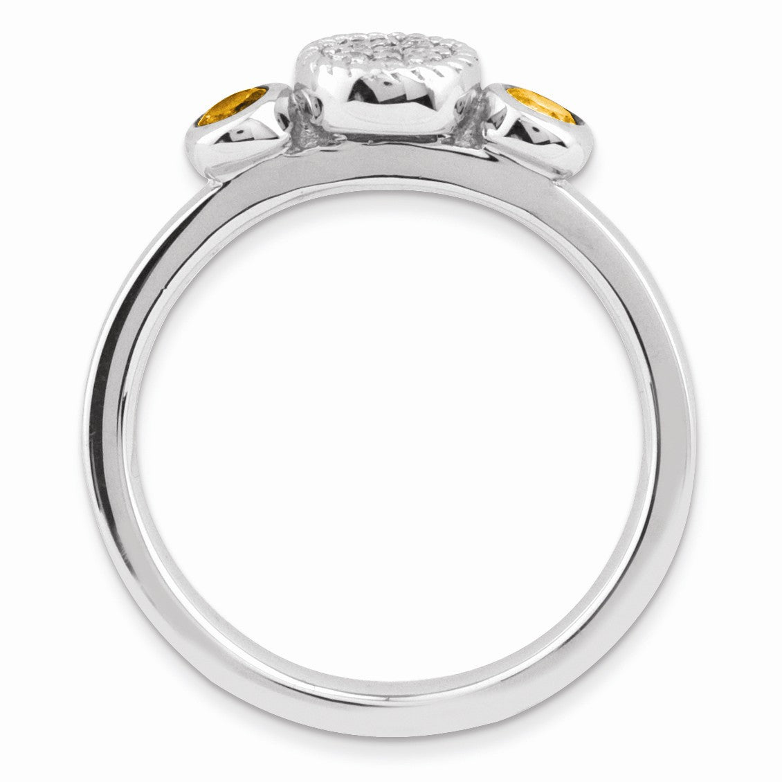 Alternate view of the Sterling Silver Stackable Citrine &amp; .05 Ctw HI/I3 Diamond Ring by The Black Bow Jewelry Co.