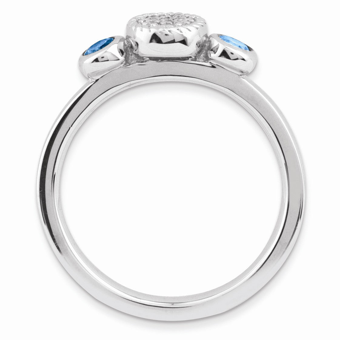 Alternate view of the Sterling Silver Stackable Blue Topaz &amp; .05 Ctw HI/I3 Diamond Ring by The Black Bow Jewelry Co.