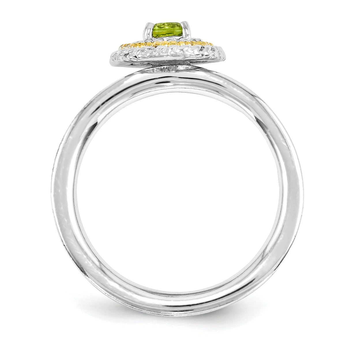Alternate view of the Sterling Silver &amp; 14K Gold Plated Stackable Peridot Ring by The Black Bow Jewelry Co.