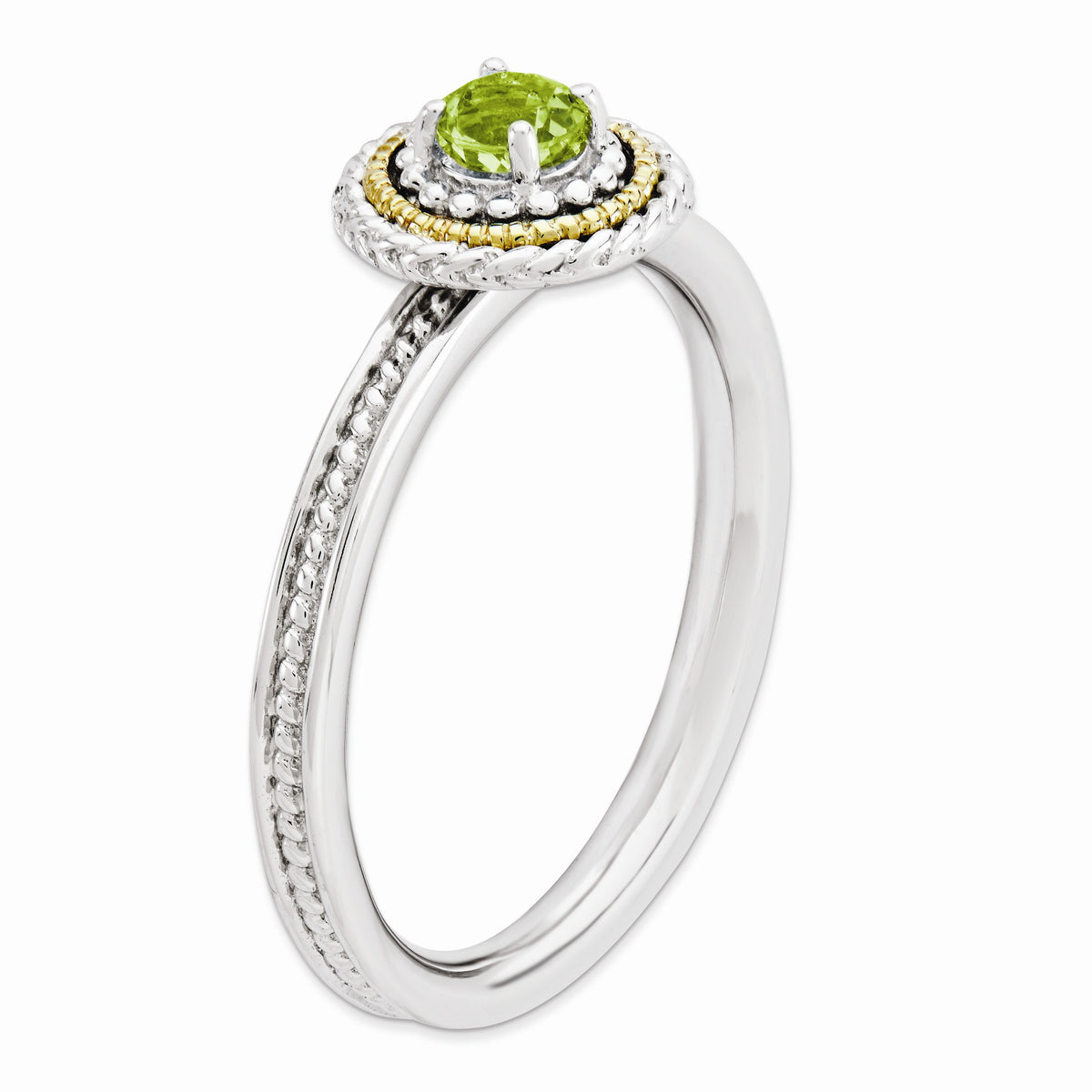 Alternate view of the Sterling Silver &amp; 14K Gold Plated Stackable Peridot Ring by The Black Bow Jewelry Co.