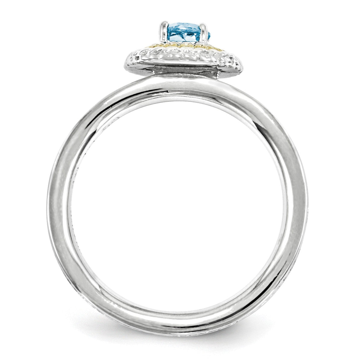 Alternate view of the Sterling Silver &amp; 14K Gold Plated Stackable Blue Topaz Ring by The Black Bow Jewelry Co.