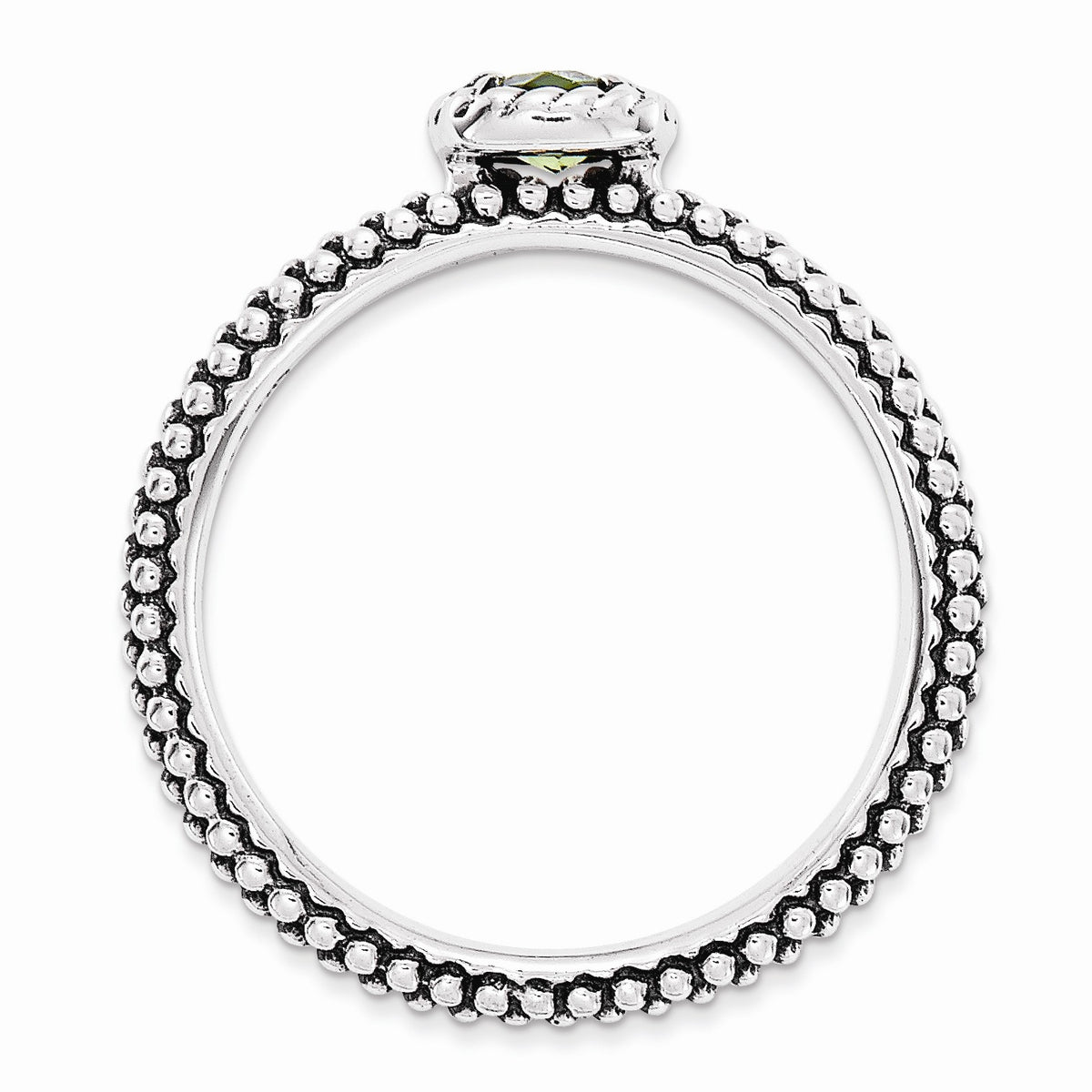 Alternate view of the Antiqued Sterling Silver Stackable Peridot Ring by The Black Bow Jewelry Co.