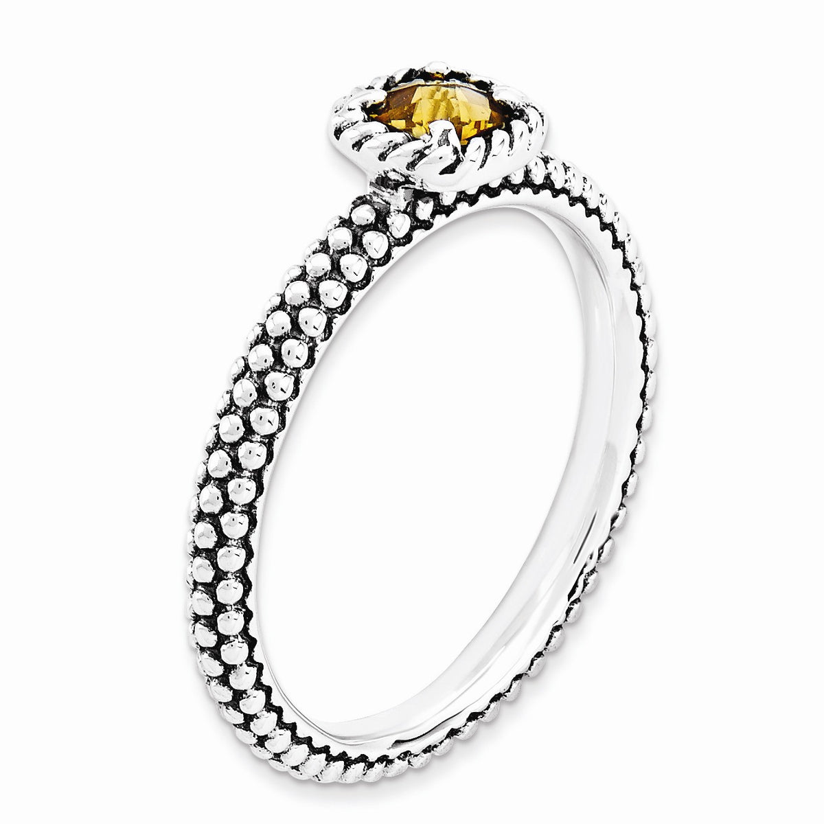 Alternate view of the Antiqued Sterling Silver Stackable Citrine Ring by The Black Bow Jewelry Co.