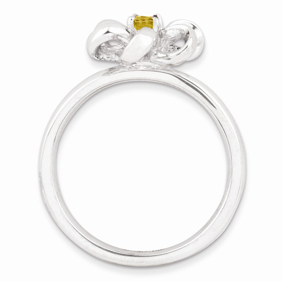 Alternate view of the Silver Stackable 12mm 1/10 Carat Citrine Flower Ring by The Black Bow Jewelry Co.