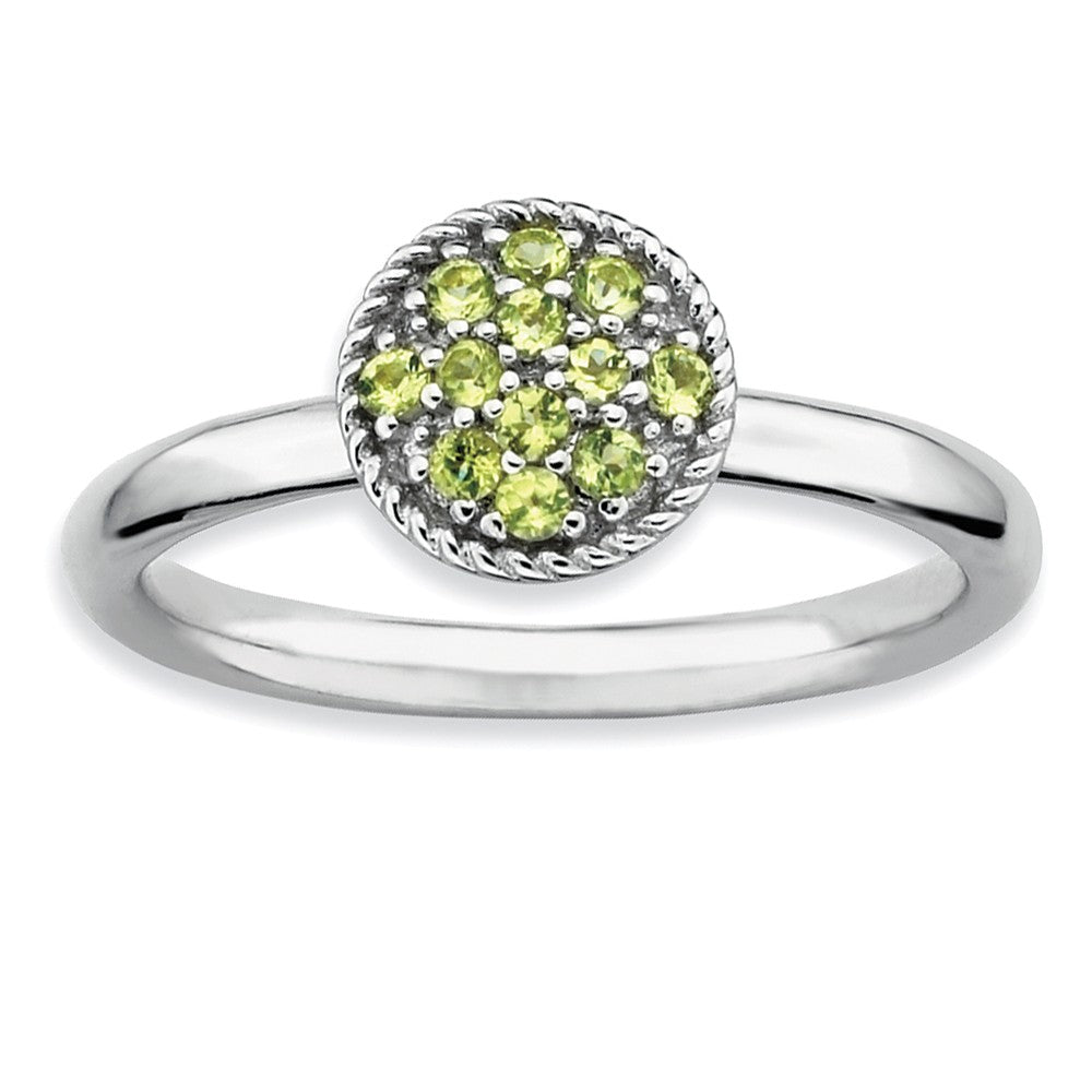 Silver Stackable Round 1/5 Cttw Peridot Ring, Item R9403 by The Black Bow Jewelry Co.