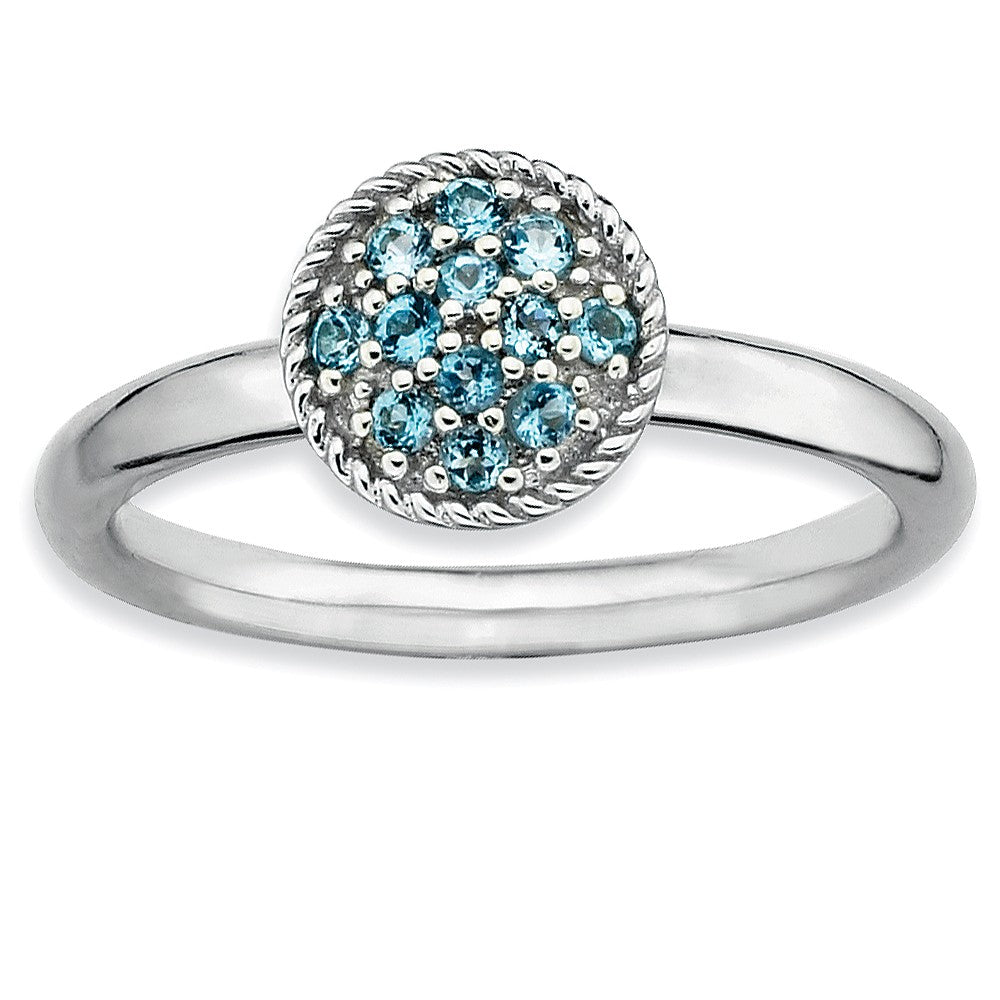 Silver Stackable Round 1/5 Cttw Blue Topaz Ring, Item R9405 by The Black Bow Jewelry Co.