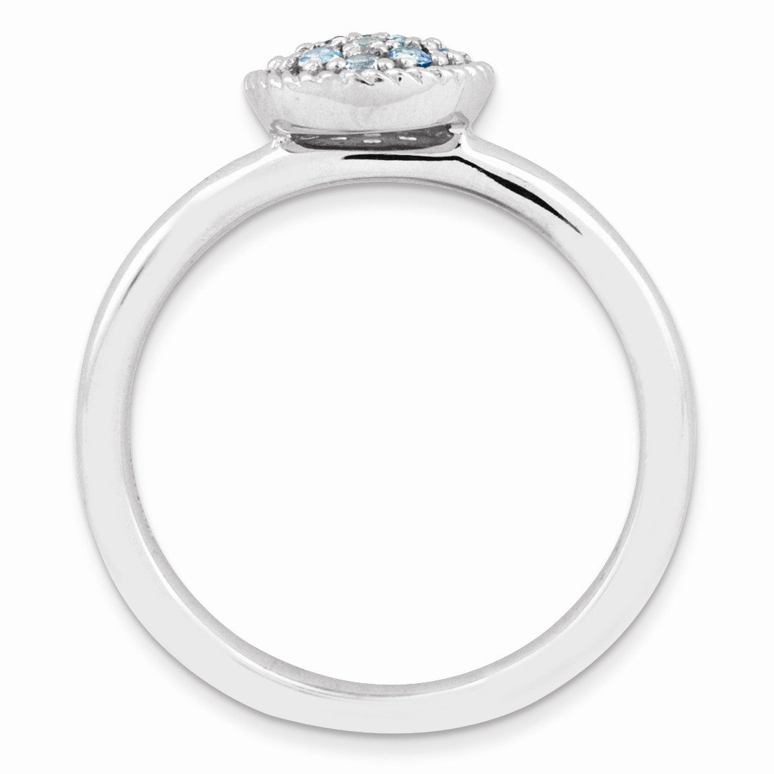 Alternate view of the Silver Stackable Round 1/5 Cttw Blue Topaz Ring by The Black Bow Jewelry Co.