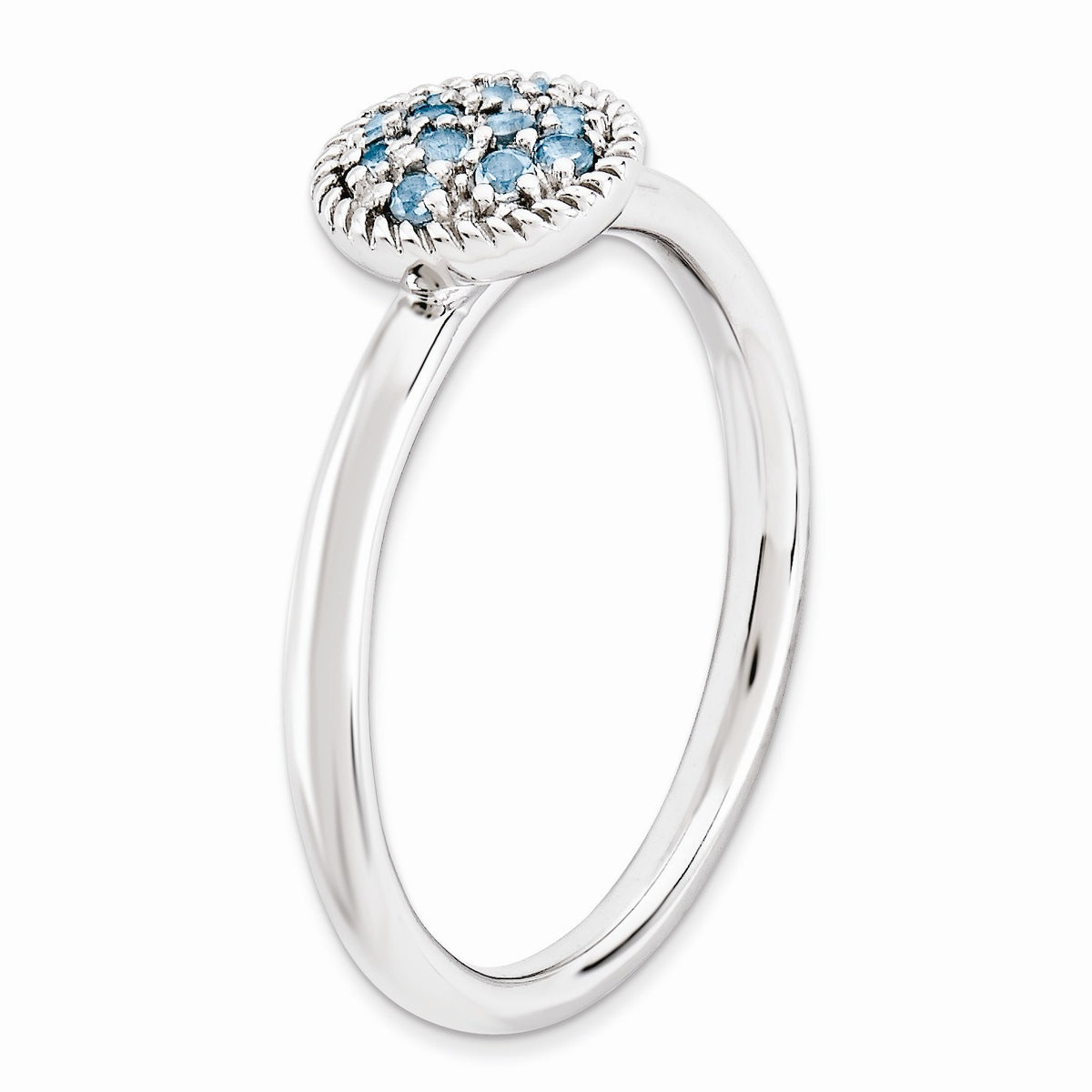 Alternate view of the Silver Stackable Round 1/5 Cttw Blue Topaz Ring by The Black Bow Jewelry Co.