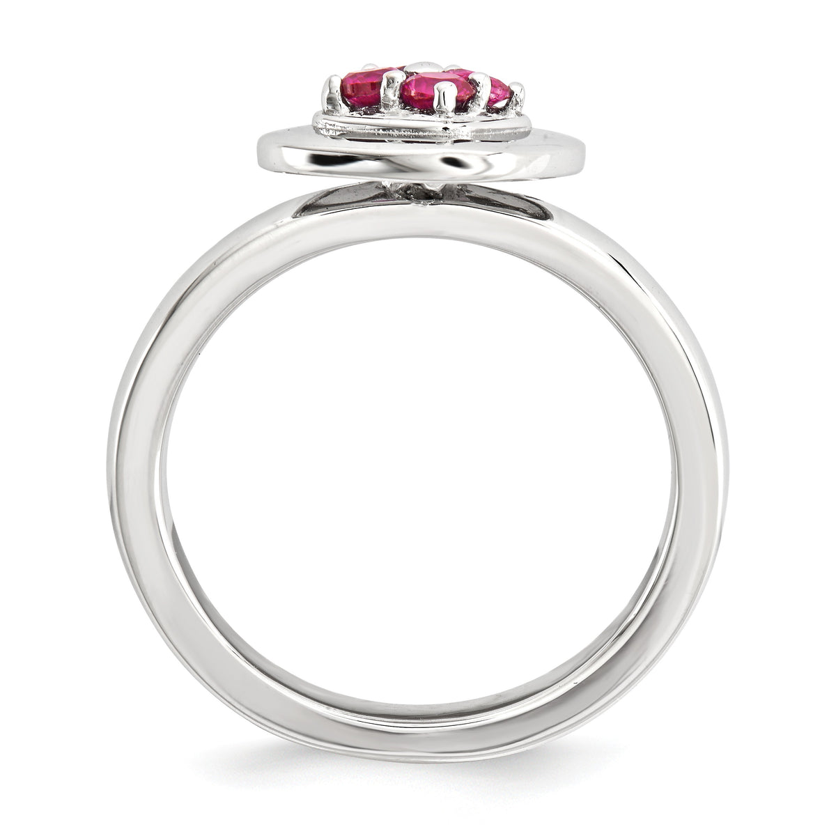 Alternate view of the Sterling Silver Stackable Rhombus Created Ruby Ring by The Black Bow Jewelry Co.