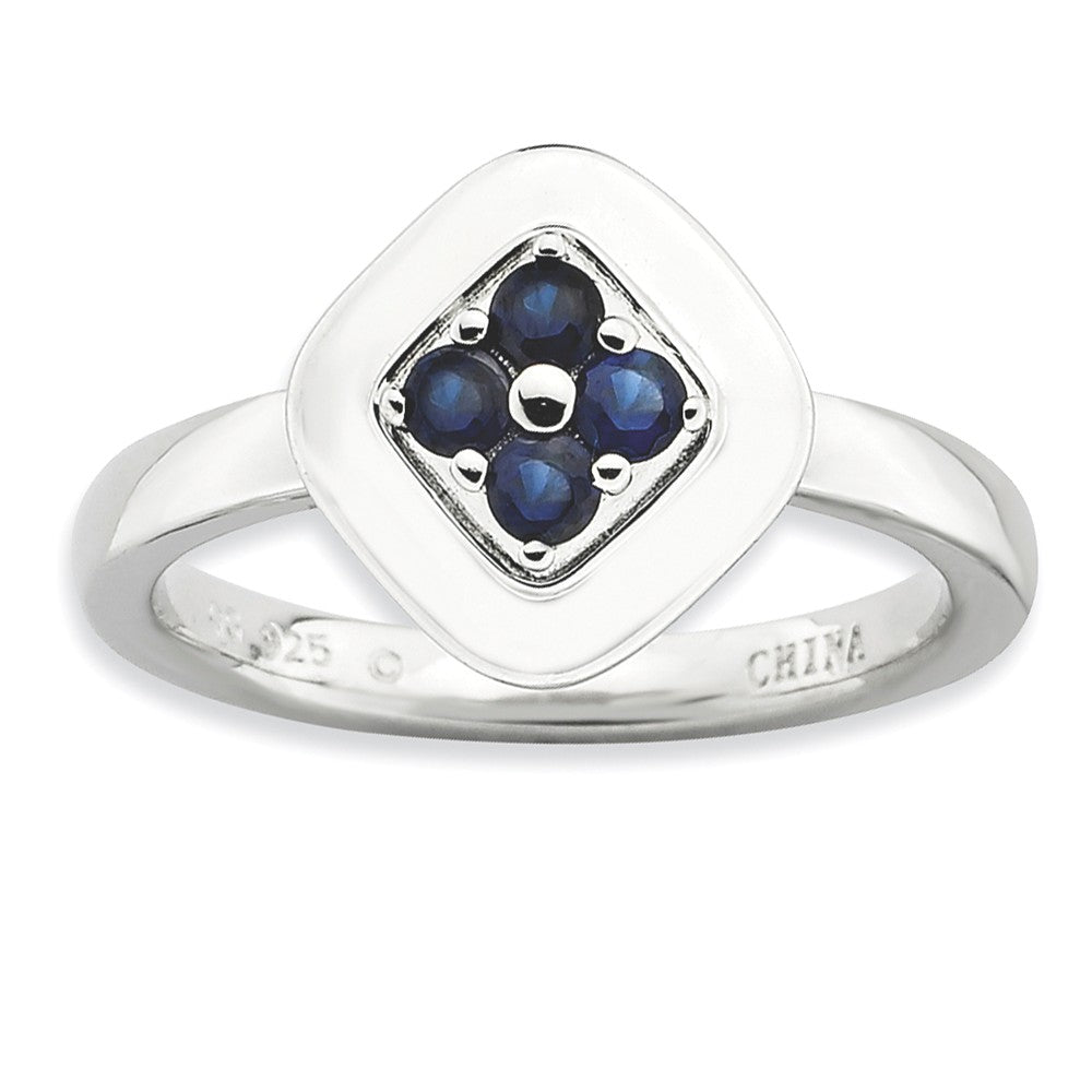 Silver Stackable Created Sapphire Ring, Item R9431 by The Black Bow Jewelry Co.