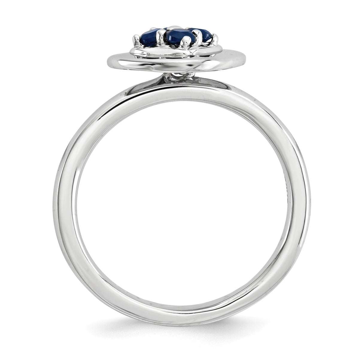 Alternate view of the Silver Stackable Created Sapphire Ring by The Black Bow Jewelry Co.