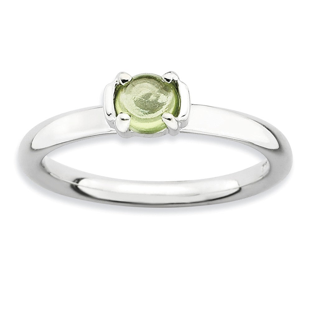 Silver Stackable 1/2 Carat Peridot Cabochon Ring, Item R9437 by The Black Bow Jewelry Co.