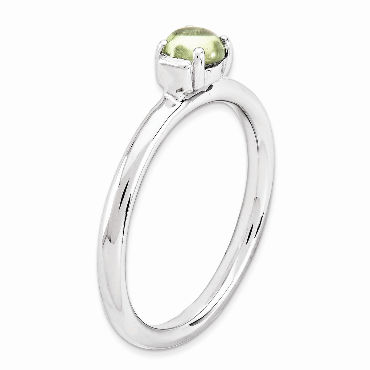 Alternate view of the Silver Stackable 1/2 Carat Peridot Cabochon Ring by The Black Bow Jewelry Co.
